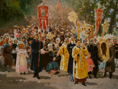 RELIGIOUS PROCESSION IN THE OAK WOOD, 1878 (oil on canvas)