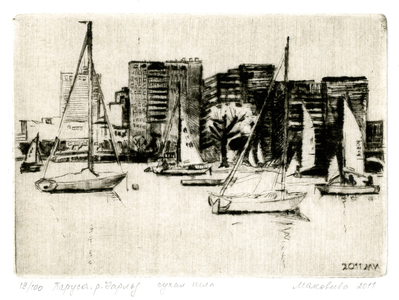 Sails, 2011 (drypoint)