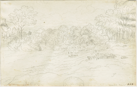 Eccleshall Village: pen drawing, nd [1788-1855] (drawing)