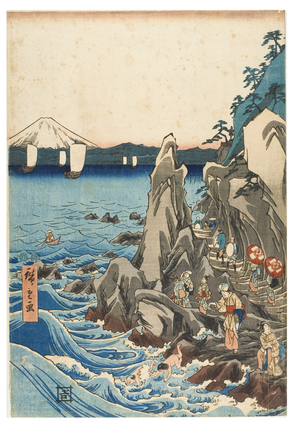 Pilgrimage to the exhibition of the Benzaiten statue in the main shrine of Iwaya at Enoshima in the province of Sagami, c.1847-1852 (woodblock print on paper)