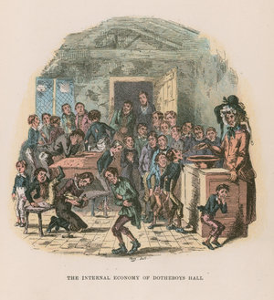 Illustration for Nicholas Nickleby (colour litho)