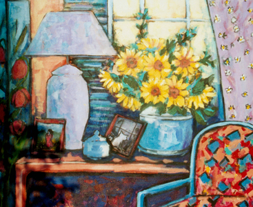 Sunflower in Room with Decorative Chair 2004 Hyacinth Manning (b.1954 African-American) Acrylic on Canvas