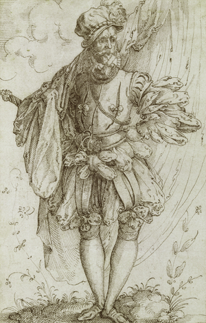 Ensign Carrying a Flag, 1560s (ink on laid paper)