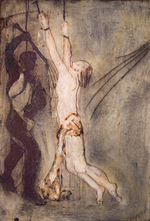 The Scourging, 2014 (collagraph plate mono prints on chine colle paper)