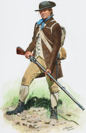 American Militiaman 1777, 2023 (watercolour and gouache on paper)