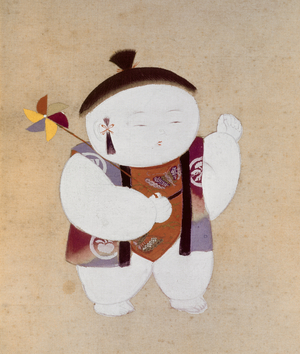 Gosho Ningyo (Court Doll: Boy), late 19th
century (colour on silk)