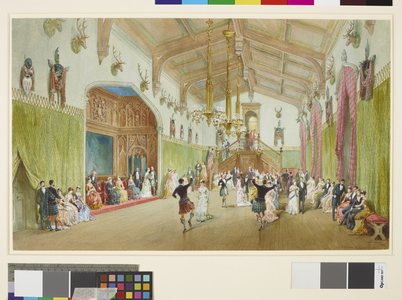 The Ballroom, Balmoral Castle, 1882 (pencil, w/c & bodycolour on paper)