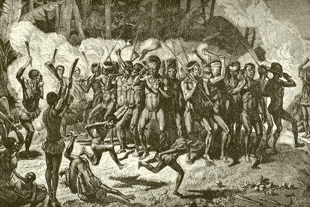 Papuan war dance (engraving)