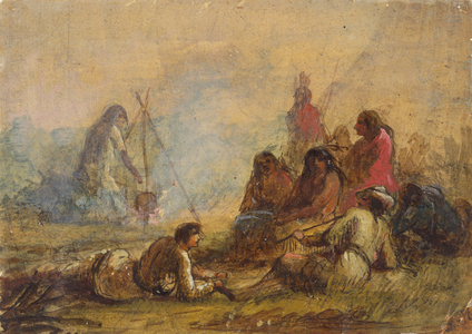 Group of Trappers and Indians, c.1837 (w/c and gouache on paper)
