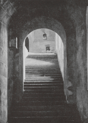 Windsor Castle: Stairs of the Round Tower (b/w photo)