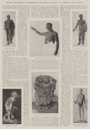 Recent Discoveries of Submerged and Buried Statuary at Cerigotto and Pompeii (b/w photo)