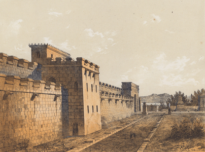 Street in Pompeii, Campania, Italy (colour litho)