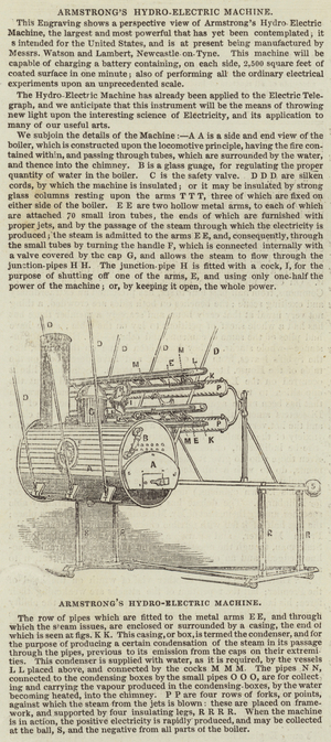 Armstrong's Hydro-Electric Machine (engraving)