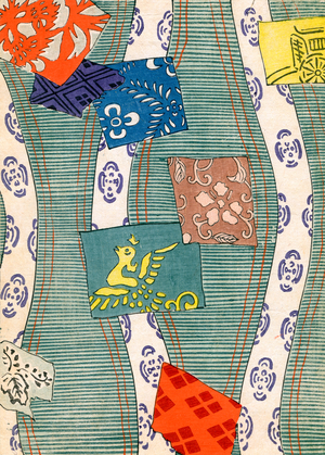 colour woodblock print of multi-colored flags, c.1900 (colour woodblock print)