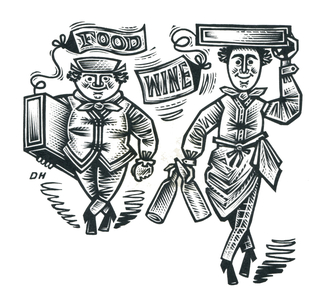 Food and Wine, 1958 (wood engraving)