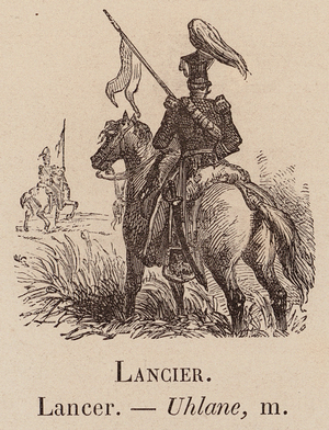 Le Vocabulaire Illustre: Lancier; Lancer; Uhlane (engraving)