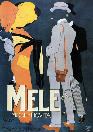 Poster advertising C. Mele Fashion, Naples, Italy, c.1908