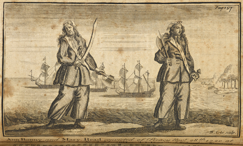 Ann Bonny and Mary Read pirates, 18th century (engraving)