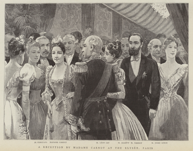 Reception by Madame Carnot at the Elysee Palace, Paris (engraving)