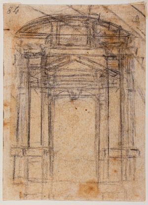 Study for Porta Pia and the Dome of St. Peter's, 1560 (drawing)