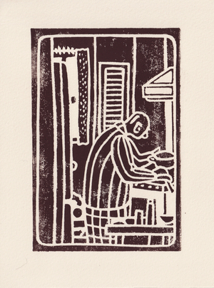Ke sa ou vlé? (What do you want?) 3, 2024 (linocut on Somerset paper)