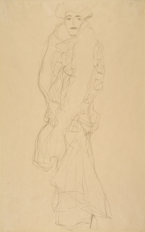 Standing Female with her Face Turned Toward the Viewer, Facing Left, 1903-04 (black chalk on thin cream wove paper)