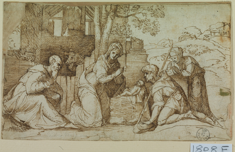 Adoration of the Shepherds (pen & ink on paper)
