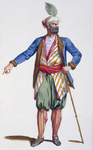 Aladin, Sultan of Achem, 1780 (coloured engraving)