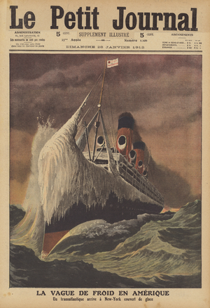 Freezing weather in America (colour litho)