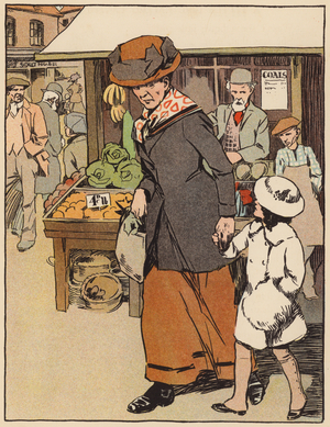 Lavender and the Poor Woman (colour litho)