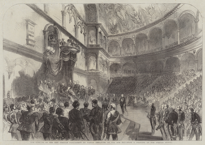 The Opening of the New Italian Parliament by Victor Emmanuel on the 18th Ult (engraving)