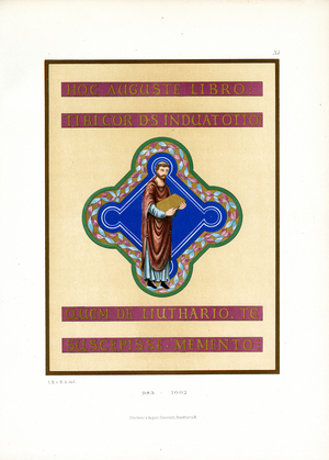Medieval Book Illumination with Saint Depiction, 983-1002 (chromolitho)
