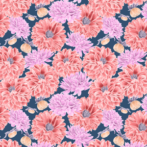 Dahlia hero pattern colorway 2, 2020 (graphite pencil & digital)