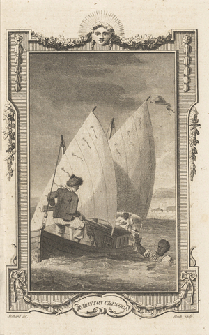 Robinson Crusoe, from the Novelists' Magazine, pub. 1781 (engraving)