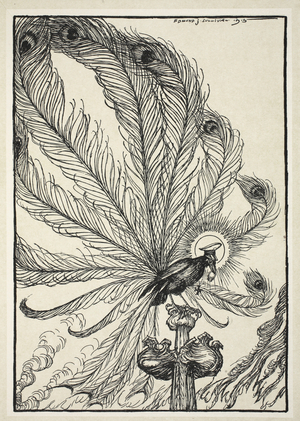 The Jackdaw of Rheims, the Cardinal's Ring, and the Borrowed Plumes, illustration from The Kaiser's Garland by Edmund J. Sullivan, pub. 1916 (litho)