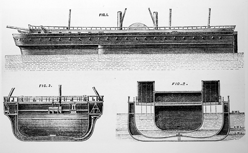 A double sided iron floating dock, 1850