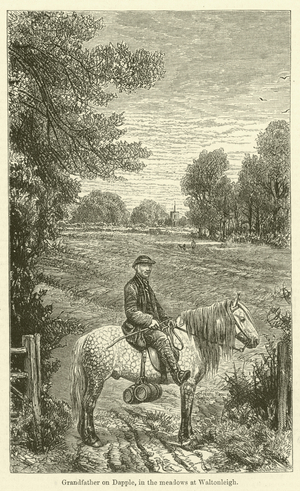 Grandfather on Dapple, in the meadows at Waltonleigh (engraving)