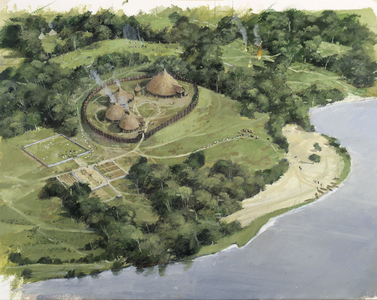 Painting of the Tower of London site in circa AD 40, 1999 (painting)