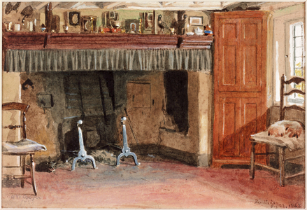 Birket Foster's Kitchen, Hambledon, 1863 (pencil & watercolour on card)