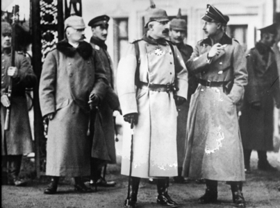 Crown Prince Wilhelm of Germany and King William II of Württemberg in France during World War I (b/w photo)