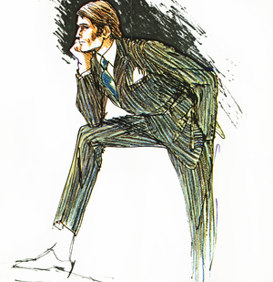 Fashion drawing, (pen and ink on paper)