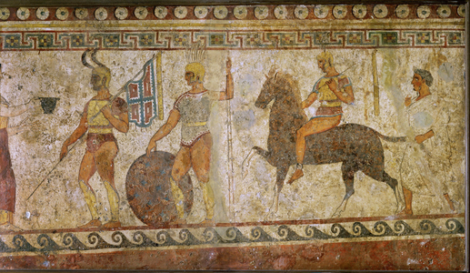 Procession of warriors and horsemen