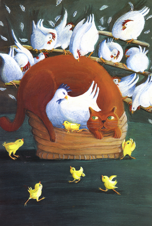 Periwinkle Hen, 1996 (Acrylic on paper)