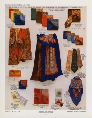 Liberty's Gifts: Silk Handkerchiefs and Ties (coloured photo)