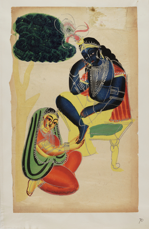 Krishna shampooing, c.1875 (watercolour)