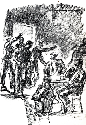 Falangist's entering canteen