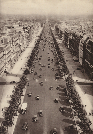 Paris: Perspective de l'Avenue des Champs-Elysees; View of "Avenue des Champs-Elysees" (b/w photo)