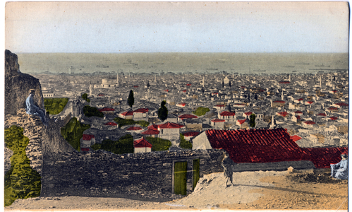 Geography. Greece. Panorama of Thessaloniki. Postcard, Greece, 1916. (postcard)