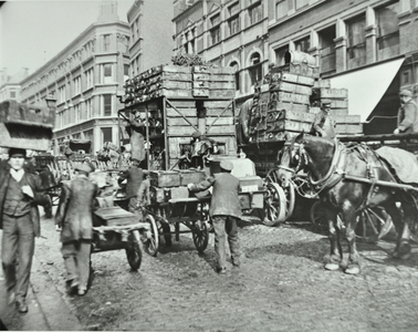 Billingsgate Market, Fish Street Hill, London, 1910 (b/w photo)