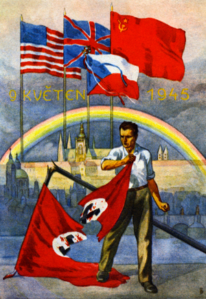 Victory Day, 9 May 1945 - Czech postcard.